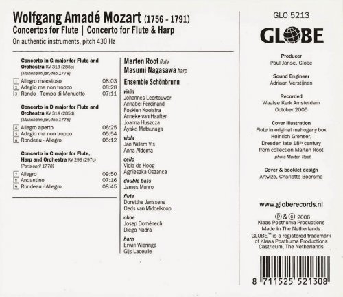 Marten Root, Masumi Nagasawa, Ensemble Schönbrunn - Mozart: Concertos for Flute, Concerto for Flute & Harp (2006) CD-Rip