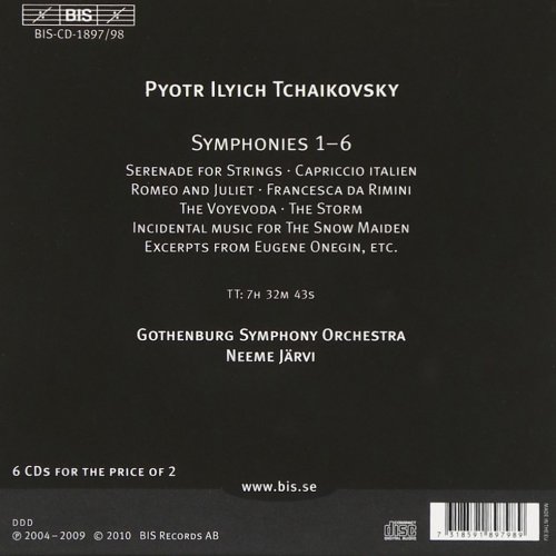 Gothenburg Symphony Orchestra, Neeme Järvi - Tchaikovsky: Orchestral Works including Symphonies 1-6 [6CD] (2011)