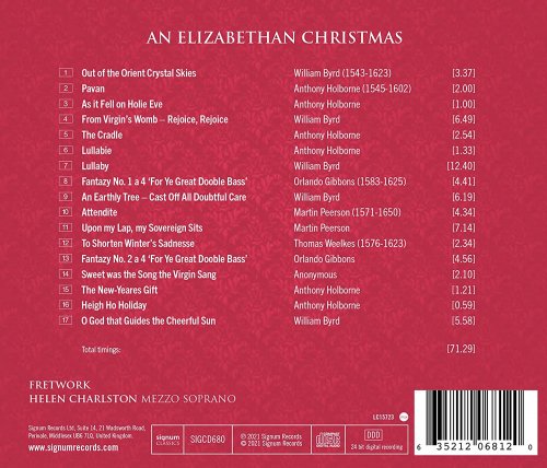 Helen Charlston, Emma Walshe, Amy Lyddon, Lucy Cox - An Elizabethan Christmas: Byrd, Holborne, Gibbons, Peerson, Weelkes (2021) [Hi-Res]