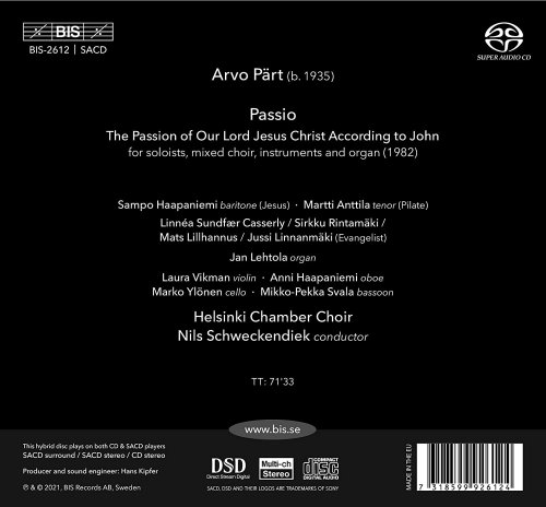 Helsinki Chamber Choir & Nils Schweckendiek - Arvo Pärt: Passio (2021) [Hi-Res]