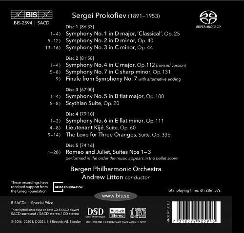 Bergen Philharmonic Orchestra and Andrew Litton - Prokofiev: The Symphonies [5CD] (2021) [Hi-Res]