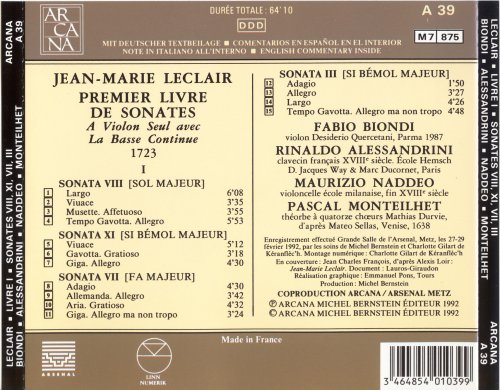 Fabio Biondi - Leclair: Premier Livre de Sonates (1992)