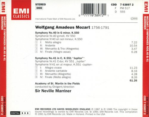 Academy of St Martin in the Fields, Neville Marriner - Mozart: Symphonies Nos 40 & 41 Jupiter (1999)