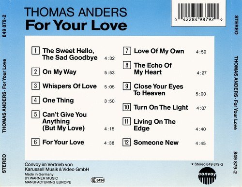 Thomas Anders - For Your Love (1992) CD-Rip