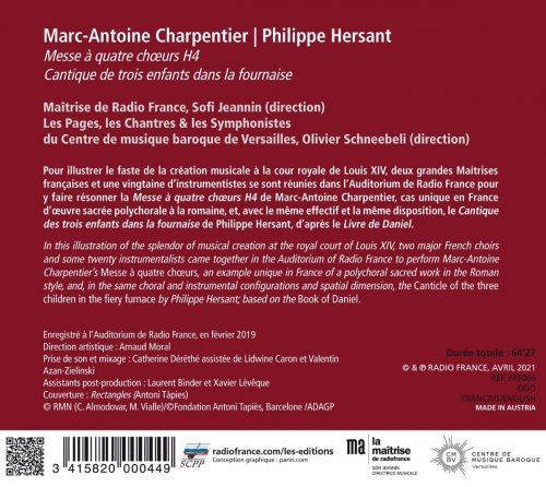 Maîtrise de Radio France, Les Pages, les Chantres et les Symphonistes du Centre de musique baroque de Versailles, Olivier Schneebeli, Sofi Jeannin - Marc-Antoine Charpentier, Philippe Hersant (2021) [Hi-Res]