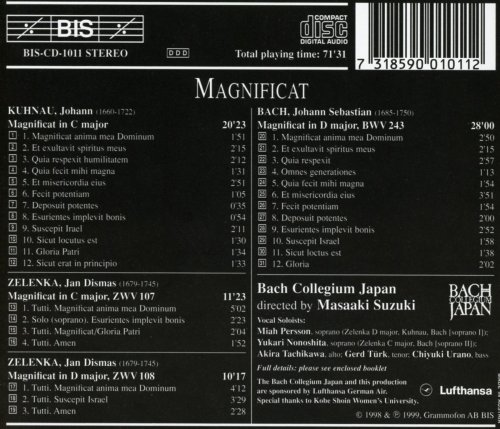 Bach Collegium Japan, Masaaki Suzuki - Kuhnau, Zelenka, Bach: Magnificat (1999)