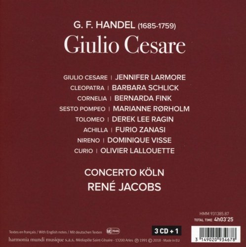 René Jacobs, Bernarda Fink, Jennifer Larmore, Barbara Schlick, Marianne Rørholm, Concert Köln - Handel: Giulio Cesare in Egitto (1991)