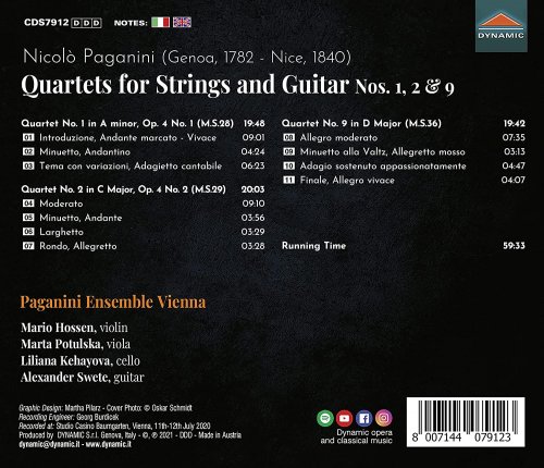 Paganini Ensemble Vienna - Paganini: Quartets for Strings & Guitar Nos. 1, 2 & 9 (2021) [Hi-Res]