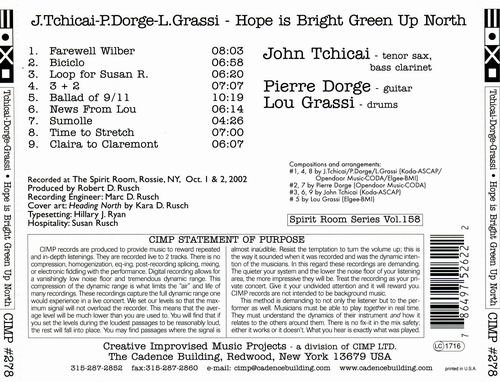 John Tchicai, Pierre Dorge, Lou Grassi - Hope Is Bright Green Up North (2003)