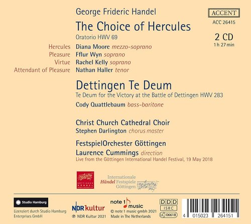 Christ Church Cathedral Choir, Laurence Cummings, Festspiel Orchester Gottingen - Handel: The Choice of Hercules, HWV 69 & Te Deum in D Major, HWV 283 "Dettingen" (Live) (2021)