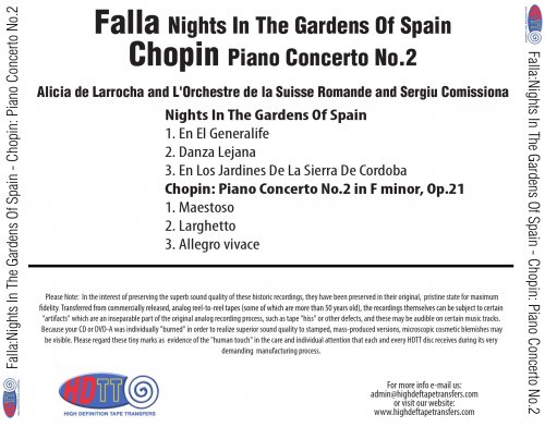 Sergiu Comissiona, Alicia de Larrocha - Falla: Nights in The Gardens Of Spain, Chopin: Piano Concerto No.2 (1970/2015) [DSD128]