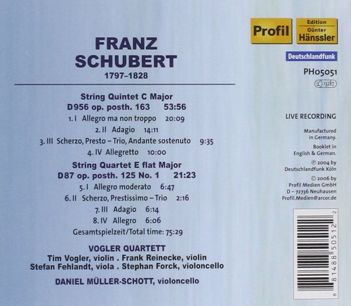 Vogler Quartet - Schubert: String Quintet / String Quartet No. 10 (2006)