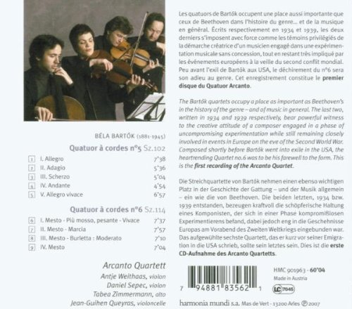 Arcanto Quartett - Bartók: String Quartets Nos. 5 & 6 (2007)