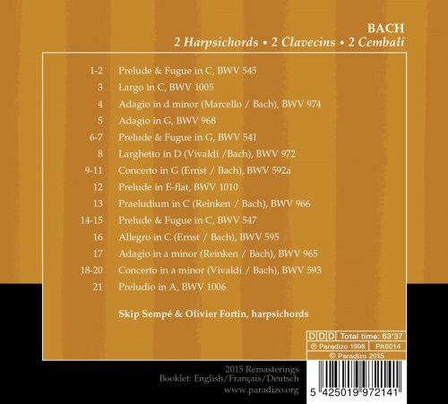 Skip Sempé and Olivier Fortin - Bach: 2 Harpsichords (2015)