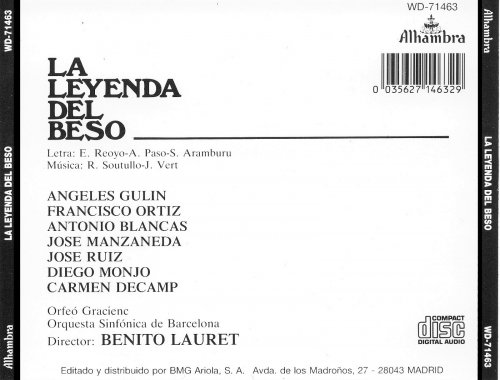 Benito Lauret - Reveriano Soutullo & Juan Vert: La Leyenda del Beso (1987)