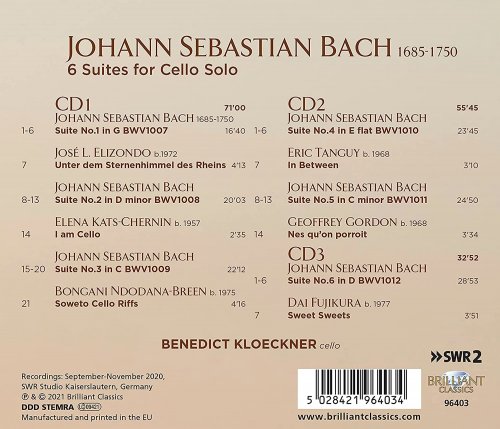 Benedict Kloeckner - J.S. Bach: 6 Suites for Cello Solo BWV 1007-1012 (2021)