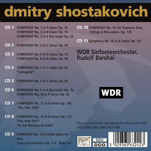 WDR Sinfonieorchester, Rudolph Barshai & Sergei Aleksashkin - Shostakovich: Symphonies [11CD] (2009)