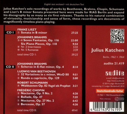 Julius Katchen - Julius Katchen plays Liszt, Brahms, Beethoven, Schumann and Chopin (2014)