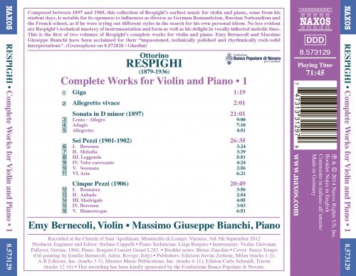 Emy Bernecoli, Massimo Giuseppe Bianchi - Respighi: Complete Works for Violin & Piano, Vol. 1 (2014)