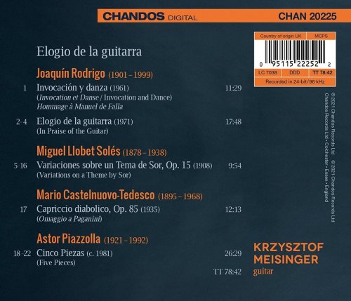 Krzysztof Meisinger - Elogio de la Guitarra, Krzysztof Meisinger plays works by Castelnuovo-Tedesco, Llobet, Piazzolla & Rodrigo (2021) [Hi-Res]