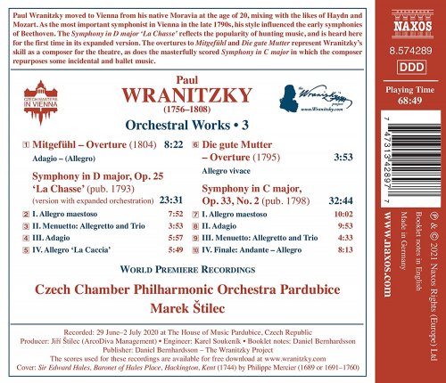 Czech Chamber Philharmonic Orchestra Pardubice & Marek Štilec - Wranitzky: Orchestral Works, Vol. 3 (2021) [Hi-Res]