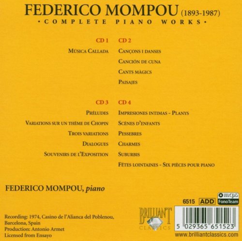 Federico Mompou - Mompou: Complete Piano Works (The Ensayo Recordings) [4CD] (2009)