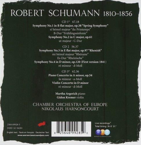 Nikolaus Harnoncourt, Chamber Orchestra of Europe - Schumann: Symphonies 1-4 & Violin & Piano Concertos (2007)