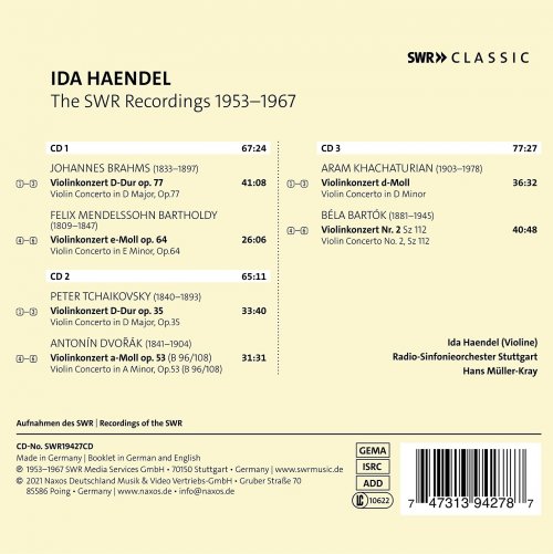 Ida Haendel, Radio-Sinfonieorchester Stuttgart, Hans Müller-Kray - The SWR Recordings 1953-1967 (2021)