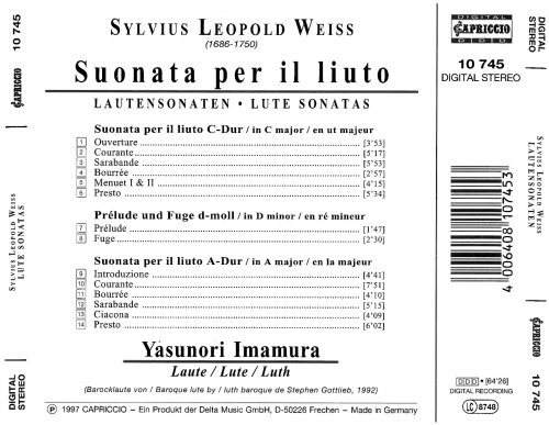 Yasunori Imamura - Weiss, S.L.: Lute Sonatas Nos. 39, "Partita Grande" and 45 / Prelude and Fugue in D Minor (1997)