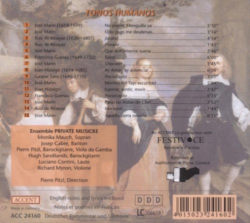 Ensemble Private Musicke, Pierre Pitzl - Jose Marin: Tonos Humanos (Songs and Instrumental Music in 17th Century Spain) (2004)