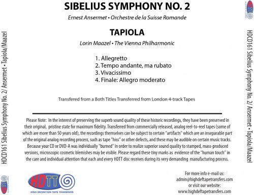 Ernest Ansermet, Lorin Maazel - Sibelius: Symphony No. 2, Tapiola (1964) [2011] Hi-Res