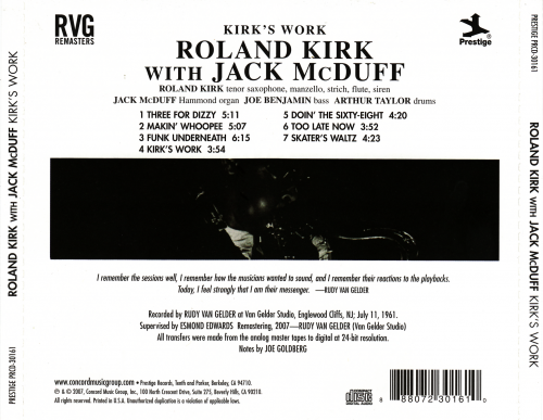Roland Kirk, Jack McDuff - Kirk's Work (1961) [2007 RVG Remasters]