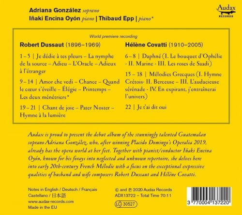 Adriana González & Iñaki Encina Oyón - Dussaut & Covatti: Mélodies (2020) [Hi-Res]