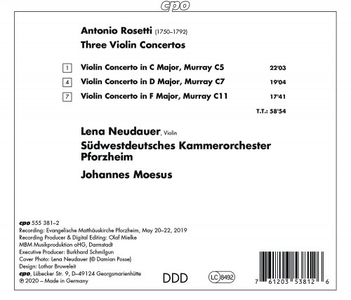 Lena Neudauer, Südwestdeutsches Kammerorchester Pforzheim, Johannes Moesus - Rosetti: 3 Violin Concertos (2021)