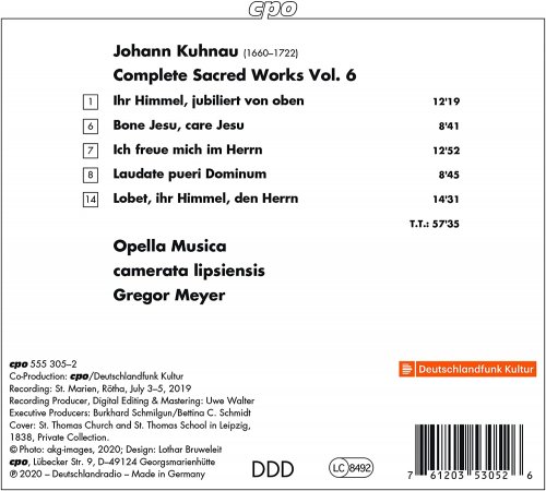 Opella Musica, Gregor Meyer, Camerata Lipsiensis - Kuhnau: Complete Sacred Works, Vol. 6 (2021)