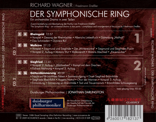 Duisburg Philharmonic Orchestra dir. Jonathan Darlington -  Wagner: The Symphonic Ring (2009) [Hi-Res]