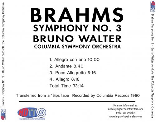 Bruno Walter - Brahms: Symphony No. 3 (1960) [2017] Hi-Res