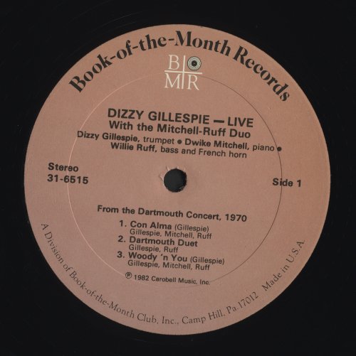 Dizzy Gillespie - Live with The Mitchell-Ruff Duo (1982) LP