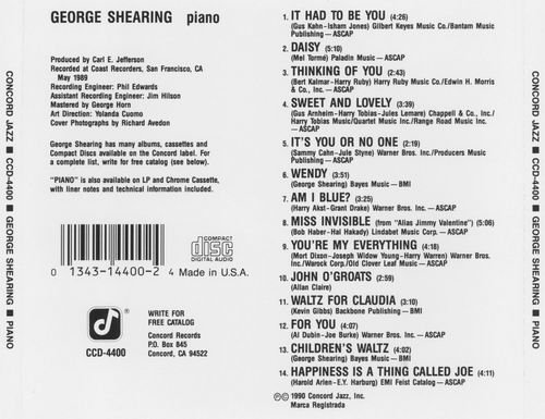 George Shearing - Piano (1990)