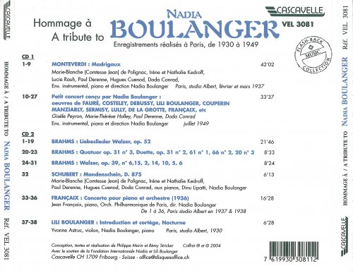 Nadia Boulanger, Yvonne Astruc - A Tribute to Nadia Boulanger: Enregistrements 1930-1949 (2004)