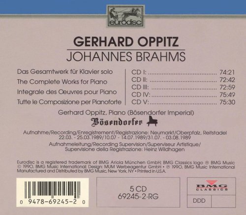 Gerhard Oppitz - Brahms: Das Gesamtwerk für Klavier (5CD's) (1989)