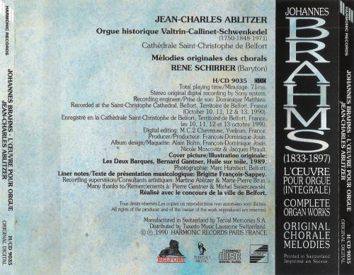 Jean-Charles Ablitzer - Brahms: Complete Organ Works (1990)