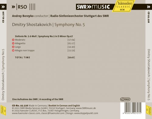 Radio-Sinfonieorchester Stuttgart des SWR, Andrey Boreyko - Shostakovich: Symphony No. 5, Op. 47 (2014)
