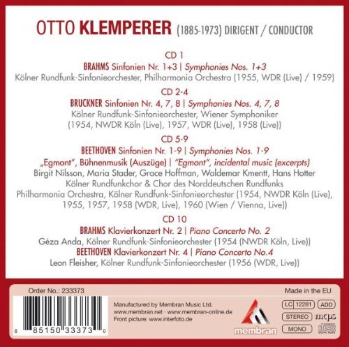 Otto Klemperer - Beethoven, Brahms, Bruckner (2011) [10CD Box Set]