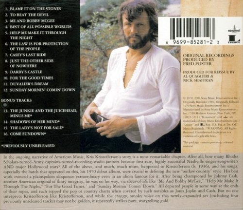 Kris Kristofferson - Kristofferson (Reissue, Remastered) (1970/2001)