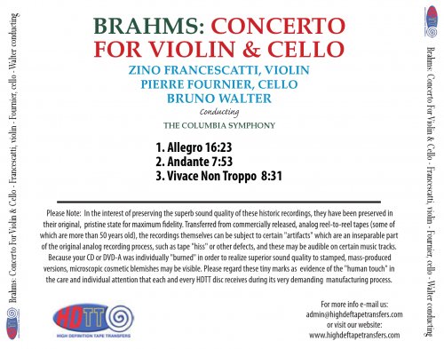 Bruno Walter - Brahms: Concerto for Violin & Cello (1960/2015) [DSD128]