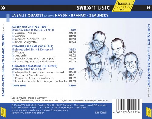 LaSalle Quartet - Haydn, Brahms & Zemlinsky: String Quartets (2015)