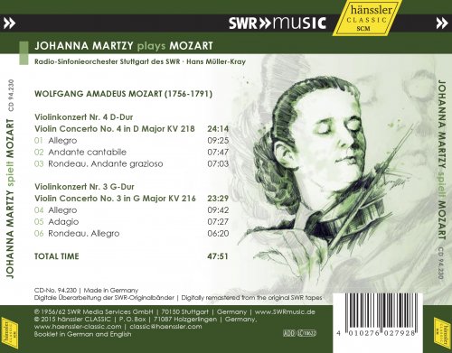 Johanna Martzy, Radio-Sinfonieorchester Stuttgart des SWR, Hans Müller-Kray - Mozart: Violin Concertos (2015)