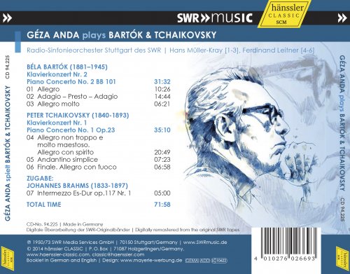 Géza Anda, Radio-Sinfonieorchester Stuttgart des SWR, Hans Müller-Kray, Ferdinand Leitner - Géza Anda plays Bartók & Tchaikovsky (2014)