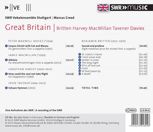 SWR Vokalensemble Stuttgart, Marcus Creed - Britten, Harvey, MacMillan, Tavener, Davies: Great Britain (2015)